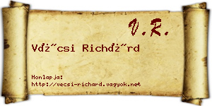 Vécsi Richárd névjegykártya