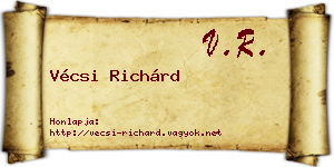 Vécsi Richárd névjegykártya